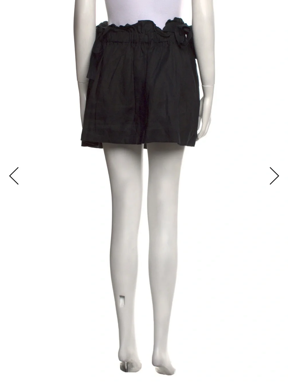 Aje 100% Linen Mini Skirt Black Ruffle Waist Zip Pockets Size M
